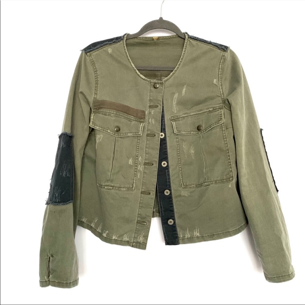 Free People army green cropped jacket